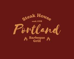 steak house barbecue grill lettrage modèle de conception de logo vecteur