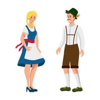 fille et homme en costumes de fête nationale allemande - vecteur