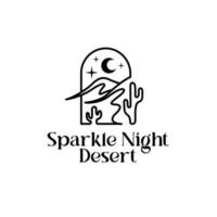 contour du logo du désert et du cactus. logo bohème. illustration vectorielle