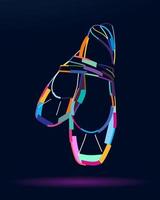 chaussures de ballet abstraites, chaussures de pointe avec un ruban de peintures multicolores. dessin coloré. illustration vectorielle de peintures