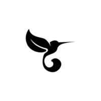 logo nature colibri. logo de silhouette de colibri avec des ailes de feuille vecteur