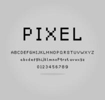 Alphabet de pixels 8 bits. polices ou types de lettres modernes et élégants pour les titres ou les titres tels que les affiches, la mise en page, les jeux, les sites Web ou l'impression.