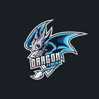 dragon fille logo esport jeu vecteur