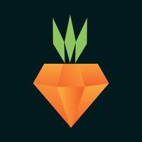 carotte de légumes avec illustration de symbole d'icône de vecteur de conception de logo de diamant