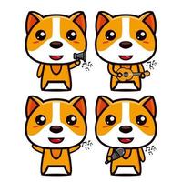 collection de jeux de conception de mascotte de chien mignon. isolé sur fond blanc. concept de paquet d'idées de logo de mascotte de personnage mignon vecteur