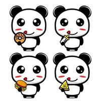 collection de jeux de conception de mascotte de panda mignon. isolé sur fond blanc. concept de paquet d'idées de logo de mascotte de personnage mignon vecteur