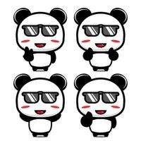 collection de jeux de conception de mascotte de panda mignon. isolé sur fond blanc. concept de paquet d'idées de logo de mascotte de personnage mignon vecteur