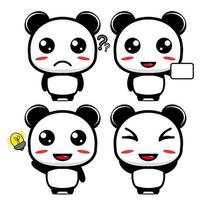 collection de jeux de conception de mascotte de panda mignon. isolé sur fond blanc. concept de paquet d'idées de logo de mascotte de personnage mignon vecteur