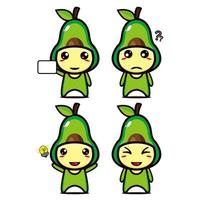 collection de jeux de conception de mascotte d'avocat mignon. isolé sur fond blanc. concept de paquet d'idées de logo de mascotte de personnage mignon vecteur