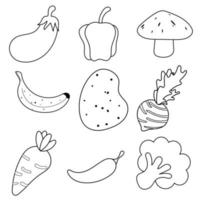 dessin animé de légumes dessinés à la main vecteur