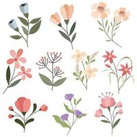 dessin animé de fleurs dans un style plat vecteur