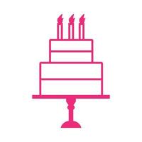 lignes roses gâteaux d'anniversaire logo design vecteur icône symbole illustration