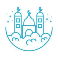 lignes de nuages avec la mosquée logo symbole vecteur icône illustration graphisme