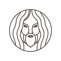 ligne avec l'homme visage vieux création de logo de cheveux longs, illustration vectorielle de symbole graphique icône idée créative vecteur