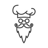 vieil homme barbe chef lignes vintage logo symbole vecteur icône illustration graphisme