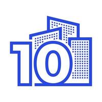 numéro 10 dix avec bâtiment propriété appartement logo design graphique vectoriel symbole icône illustration idée créative