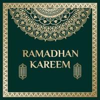 salutation de ramadan kareem, illustration d'ornement islamique carré de fond de poste d'alimentation vecteur