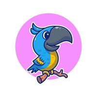 oiseau toucan mignon sur illustration d'icône de vecteur de dessin animé de branche. concept d'icône de nature animale isolé vecteur premium. style de dessin animé plat