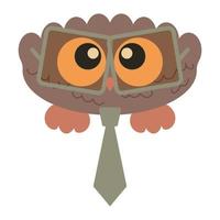 petit homme d'affaires chouette oiseau intelligent mignon avec de grands yeux vecteur