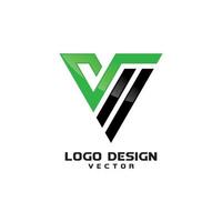 triangle v lettre dessin au trait logo design vecteur