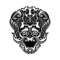 conception de tatouage traditionnel de crânes dessinés à la main vecteur