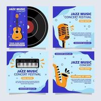 publication sur les réseaux sociaux du festival de musique jazz vecteur