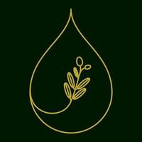 chute des lignes d'eau feuille huile d'olive logo design vecteur icône symbole illustration