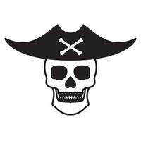 tête humaine crâne avec chapeau pirates logo design vecteur icône symbole illustration graphique