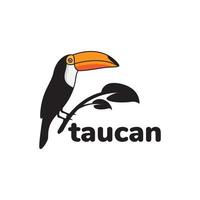 toucan oiseau coloré avec branche logo design vecteur graphique symbole icône illustration idée créative