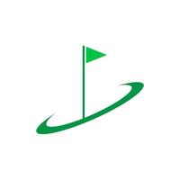 création de logo de golf drapeau vert, illustration d'icône de symbole graphique vectoriel idée créative