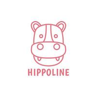visage dessin animé mignon ligne hippopotame logo design vecteur graphique symbole icône illustration idée créative
