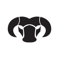 face à la conception de logo de taureau isolé noir, illustration d'icône de symbole graphique vectoriel idée créative