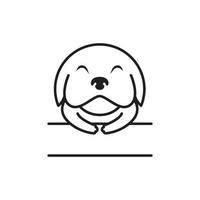 visage mignon gros chien avec création de logo de ligne de bannière, illustration d'icône de symbole graphique vectoriel idée créative