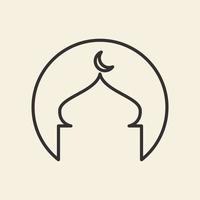 cercle de ligne avec création de logo de mosquée ramadan, illustration d'icône de symbole graphique vectoriel idée créative