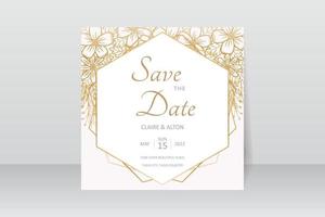 modèle d'invitation de mariage avec décoration de contour floral vecteur