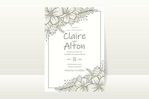 modèle d'invitation de mariage avec décoration de contour floral vecteur