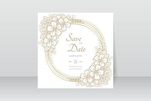 modèle d'invitation de mariage avec décoration de contour floral vecteur