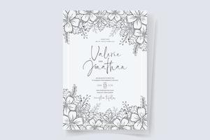 modèle d'invitation de mariage avec décoration de contour floral vecteur