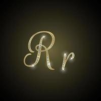 alphabet brillant r d'or et de diamant vecteur