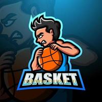création de logo de mascotte de joueur de basket-ball garçon vecteur