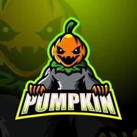 création de logo esport mascotte citrouille halloween vecteur