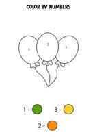 ballons de dessin animé de couleur par numéros. feuille de travail pour les enfants. vecteur