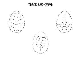 tracer et colorier des oeufs de Pâques. feuille de travail pour les enfants. vecteur