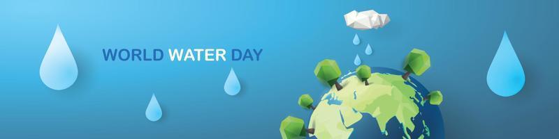 affiche de conception de vecteur icône eco fond bleu journée mondiale de leau