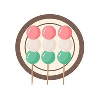 base rgbsanshoku dango mochi japonais trois boulettes colorées vecteur