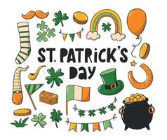 st. patrick's day doodles, clipart, autocollants, etc. bon pour les cartes, les icônes, le scrapbooking, la décoration, les planificateurs, les impressions, etc. eps 10 vecteur