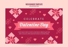 joyeuse Saint Valentin. célébrée en février. affiche, bannière web, espace et arrière-plan vecteur