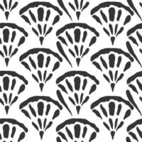 motif blanc abstrait moderne sans couture géométrique noir dessiné à la main. jolie ligne vectorielle de conception de coquillages pour papier, tissu, salle de bain, livre. vecteur