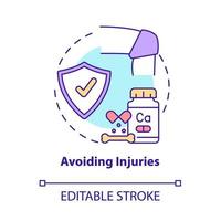 éviter l'icône de concept de blessures. risque de réduction de l'arthrite idée abstraite illustration en ligne mince. sécurité des articulations et des os. prévention des traumatismes. dessin de couleur de contour isolé de vecteur. trait modifiable vecteur