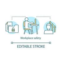 icône de concept de sécurité au travail. idée de sécurité au travail illustration fine ligne. protection des droits du travail. la négociation collective. l'assurance emploi. dessin de contour isolé de vecteur. trait modifiable vecteur